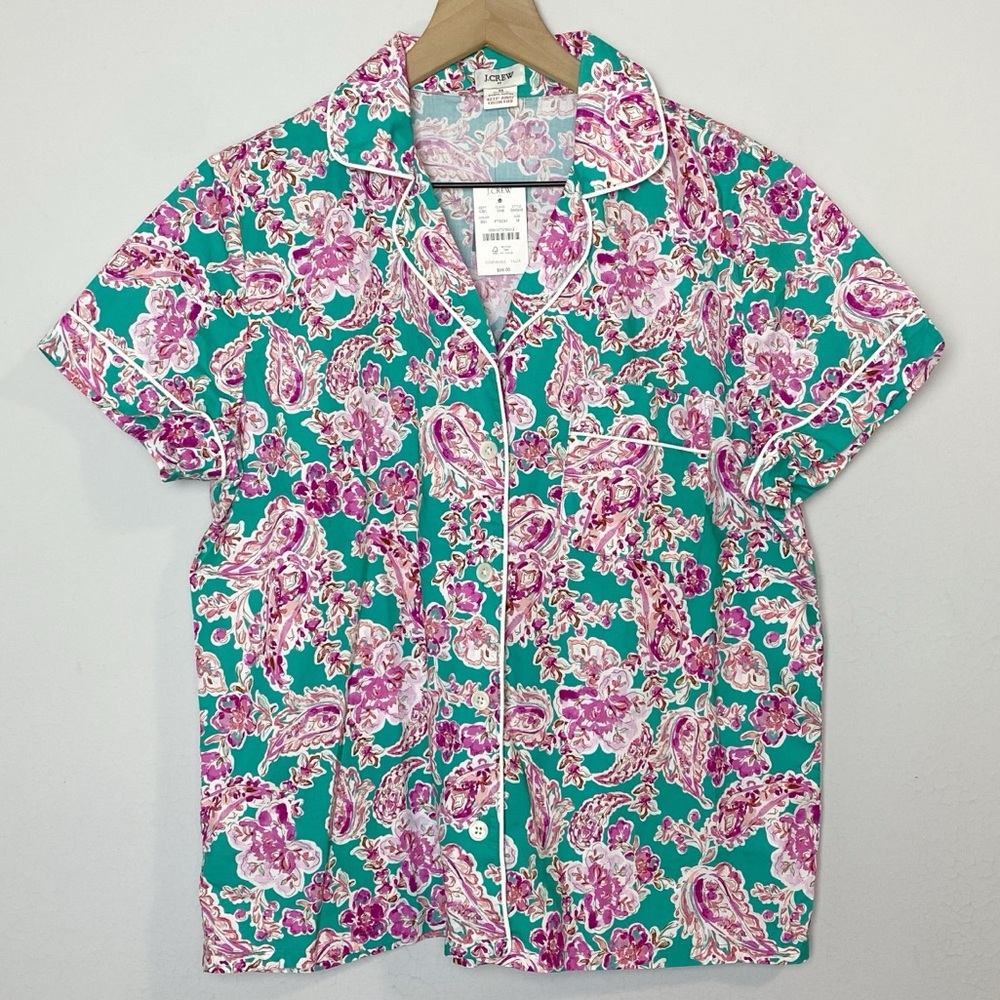 J. Crew Floral Printed Cotton Pajama Top